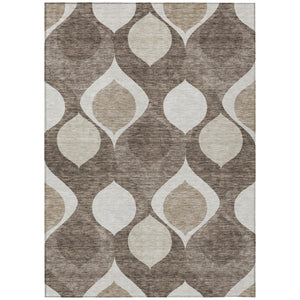 Homeroots 3' Beige Taupe And Ivory Ogee Washable Area Rug - Perfect For Indoor And Outdoor Spaces! 10' X 14' Polyester 584811