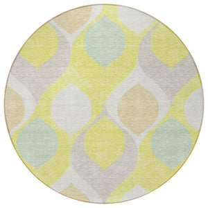 Homeroots 3' Beige Taupe And Ivory Ogee Washable Area Rug - Perfect For Indoor And Outdoor Spaces! 8' Round Polyester 584814