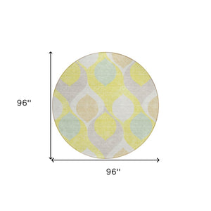 Homeroots 3' Beige Taupe And Ivory Ogee Washable Area Rug - Perfect For Indoor And Outdoor Spaces! 8' Round Polyester 584814