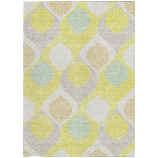 Homeroots 3' Beige Taupe And Ivory Ogee Washable Area Rug - Perfect For Indoor And Outdoor Spaces! 9' X 12' Polyester 584816