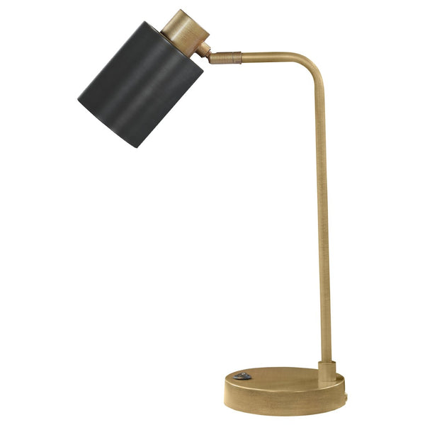 English Elm Dharma Antique Brass Metal Task Lamp with Matte Black Shade for Desk or Nightstand B062P441030