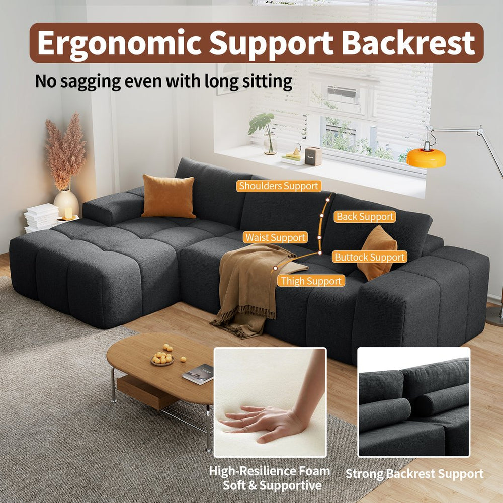 English Elm L-Shaped Modular Sofa With Soft Flannelette Upholstery, Deep Seat Comfort, And No Assembly Needed W3737S00003