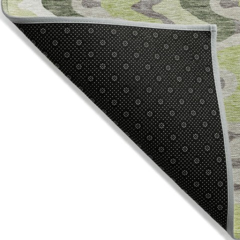 Homeroots 3' Artichoke Green And Ivory Abstract Washable Area Rug For Indoor And Outdoor Spaces, Durable Design 9' X 12' Polyester 584822