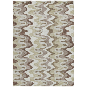 Homeroots 3' Artichoke Green And Ivory Abstract Washable Area Rug For Indoor And Outdoor Spaces, Durable Design 3' X 5' Polyester 584824