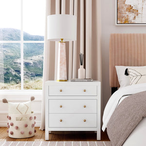 Butler Specialty Company Nora Nightstand With 3 Spacious Drawers - Stylish Storage For Bedroom Elegance Smooth White Acacia Wood,Acacia Veneer,Mdf,Pine Wood 5848304-butler