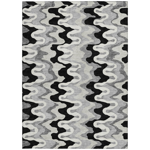 Homeroots 3' Artichoke Green And Ivory Abstract Washable Area Rug For Indoor And Outdoor Spaces, Durable Design 8' X 10' Polyester 584833