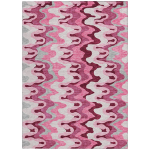 Homeroots 3' Artichoke Green And Ivory Abstract Washable Area Rug For Indoor And Outdoor Spaces, Durable Design 5' X 8' Polyester 584837