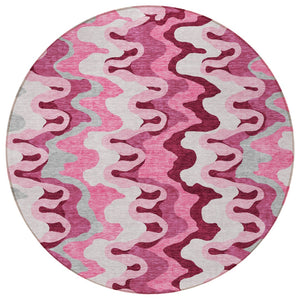 Homeroots 3' Artichoke Green And Ivory Abstract Washable Area Rug For Indoor And Outdoor Spaces, Durable Design 8' Round Polyester 584838