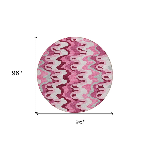 Homeroots 3' Artichoke Green And Ivory Abstract Washable Area Rug For Indoor And Outdoor Spaces, Durable Design 8' Round Polyester 584838