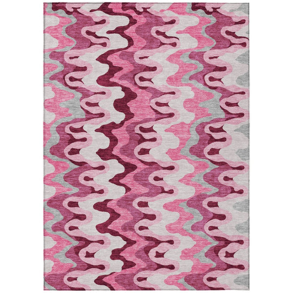 HomeRoots 5' Blush Pink and Mauve Abstract Area Rug - Stylish, Washable, Durable for Indoor and Outdoor Spaces 8' X 10' 584839