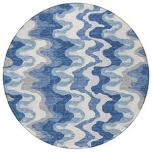 Homeroots 3' Artichoke Green And Ivory Abstract Washable Area Rug For Indoor And Outdoor Spaces, Durable Design 8' Round Polyester 584844