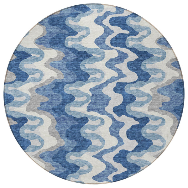 Homeroots 3' Artichoke Green And Ivory Abstract Washable Area Rug For Indoor And Outdoor Spaces, Durable Design 8' Round Polyester 584844