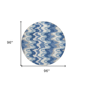 Homeroots 3' Artichoke Green And Ivory Abstract Washable Area Rug For Indoor And Outdoor Spaces, Durable Design 8' Round Polyester 584844