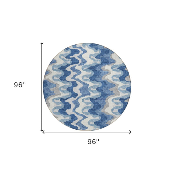 Homeroots 3' Artichoke Green And Ivory Abstract Washable Area Rug For Indoor And Outdoor Spaces, Durable Design 8' Round Polyester 584844