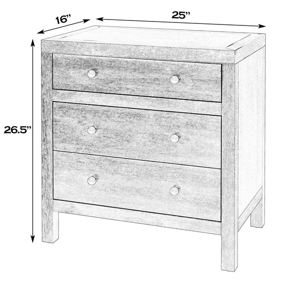 Butler Specialty Company Nora Nightstand - Stylish 3 Drawer Wood Design For Contemporary Bedrooms White Acacia Wood,Acacia Veneer,Mdf,Pine Wood 5848477-butler
