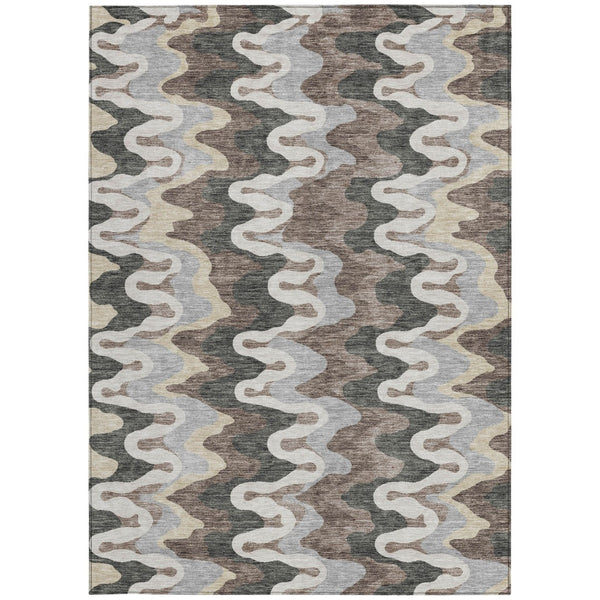 Homeroots 3' Artichoke Green And Ivory Abstract Washable Area Rug For Indoor And Outdoor Spaces, Durable Design 3' X 5' Polyester 584848