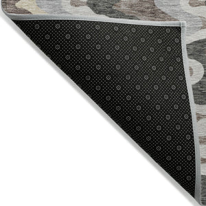 Homeroots 3' Artichoke Green And Ivory Abstract Washable Area Rug For Indoor And Outdoor Spaces, Durable Design 8' Round Polyester 584850