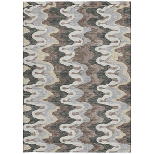 Homeroots 3' Artichoke Green And Ivory Abstract Washable Area Rug For Indoor And Outdoor Spaces, Durable Design 8' X 10' Polyester 584851