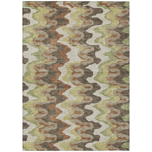 HomeRoots 9' Washable Abstract Area Rug in Chocolate Copper & Artichoke Green for Indoor & Outdoor Elegance 9' X 12' 584858