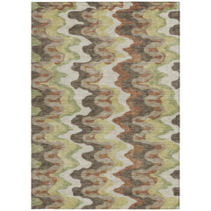 Homeroots 3' Artichoke Green And Ivory Abstract Washable Area Rug For Indoor And Outdoor Spaces, Durable Design 9' X 12' Polyester 584858