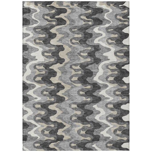 HomeRoots 9' Gray Silver Charcoal Abstract Area Rug - Durable, Washable Design for Indoor & Outdoor Elegance 9' X 12' 584864