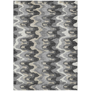 HomeRoots 5' Modern Abstract Gray Silver Charcoal Area Rug - Washable Indoor/Outdoor Durable Design for All Spaces 10' X 14' 584865
