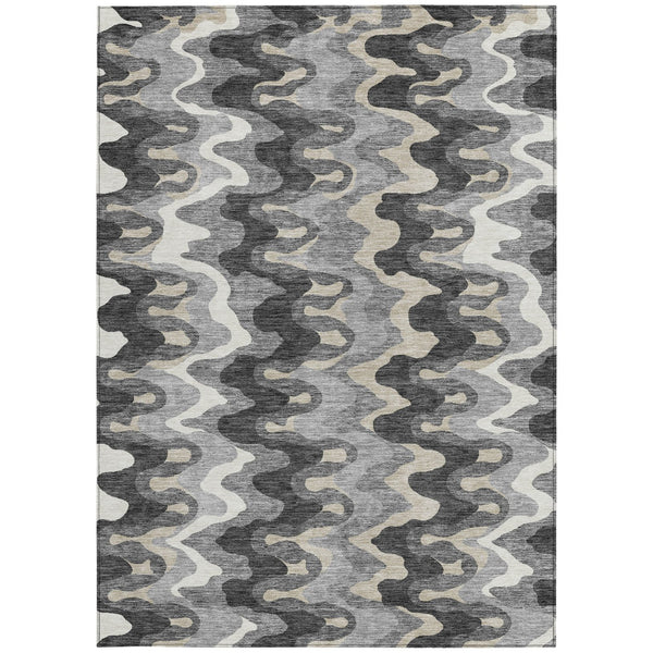 Homeroots 3' Artichoke Green And Ivory Abstract Washable Area Rug For Indoor And Outdoor Spaces, Durable Design 10' X 14' Polyester 584865