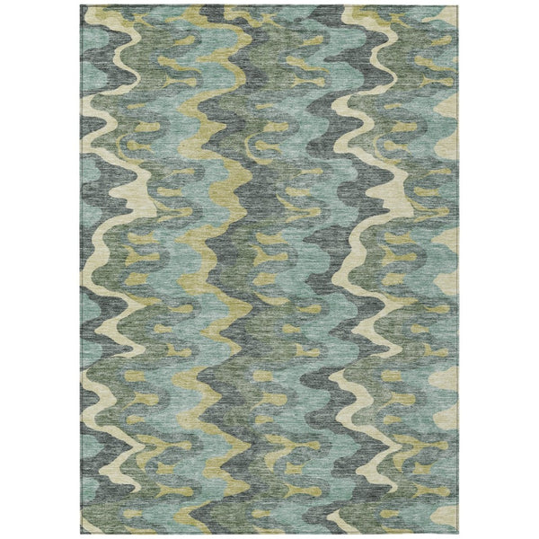 HomeRoots 5' Abstract Sage and Artichoke Green Washable Area Rug – Stylish, Durable, Perfect for Any Space 8' X 10' 584869