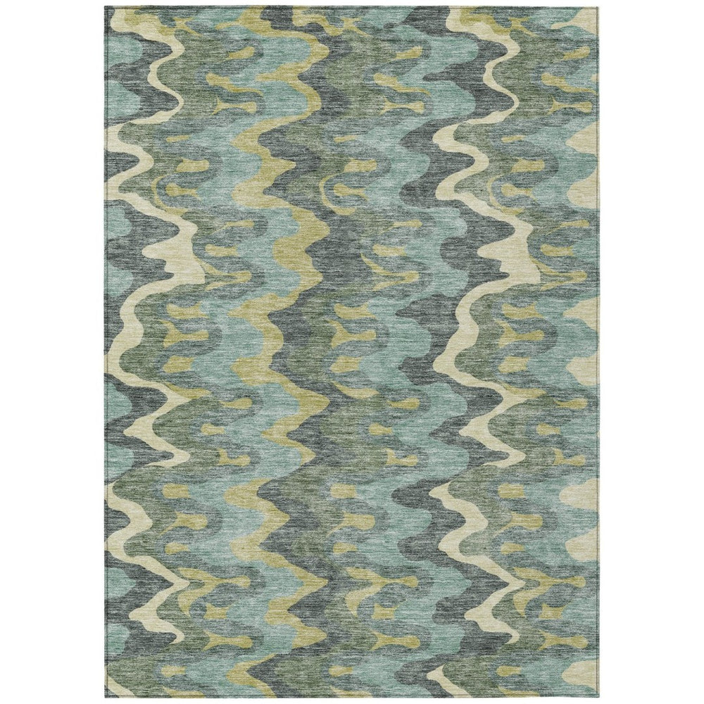 HomeRoots 5' Abstract Sage and Artichoke Green Washable Area Rug – Stylish, Durable, Perfect for Any Space 10' X 14' 584871