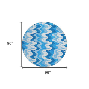 Homeroots 3' Artichoke Green And Ivory Abstract Washable Area Rug For Indoor And Outdoor Spaces, Durable Design 8' Round Polyester 584874