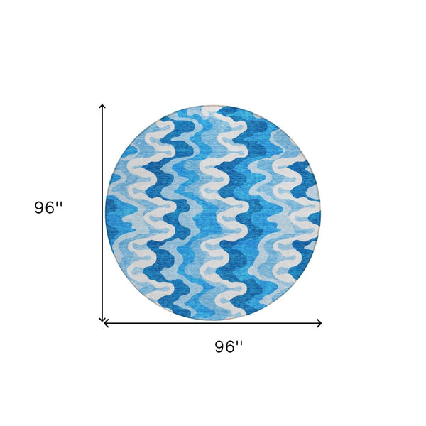 Homeroots 3' Artichoke Green And Ivory Abstract Washable Area Rug For Indoor And Outdoor Spaces, Durable Design 8' Round Polyester 584874