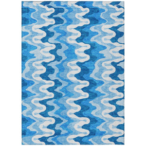 HomeRoots 9' Washable Abstract Area Rug in Sky Blue and Denim, Perfect for Indoor and Outdoor Spaces 9' X 12' 584876