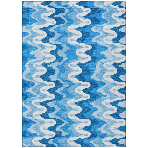 HomeRoots 9' Washable Abstract Area Rug in Sky Blue and Denim, Perfect for Indoor and Outdoor Spaces 9' X 12' 584876