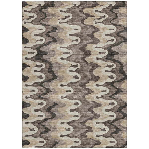 Homeroots 3' Artichoke Green And Ivory Abstract Washable Area Rug For Indoor And Outdoor Spaces, Durable Design 3' X 5' Polyester 584878