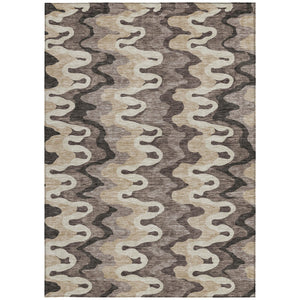 Homeroots 3' Artichoke Green And Ivory Abstract Washable Area Rug For Indoor And Outdoor Spaces, Durable Design 5' X 8' Polyester 584879