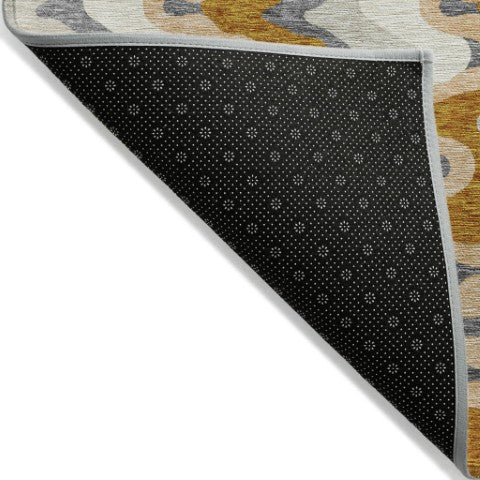 Homeroots 3' Artichoke Green And Ivory Abstract Washable Area Rug For Indoor And Outdoor Spaces, Durable Design 5' X 8' Polyester 584885