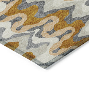 Homeroots 3' Artichoke Green And Ivory Abstract Washable Area Rug For Indoor And Outdoor Spaces, Durable Design 8' Round Polyester 584886