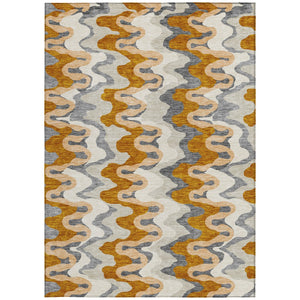 Homeroots 3' Artichoke Green And Ivory Abstract Washable Area Rug For Indoor And Outdoor Spaces, Durable Design 8' X 10' Polyester 584887