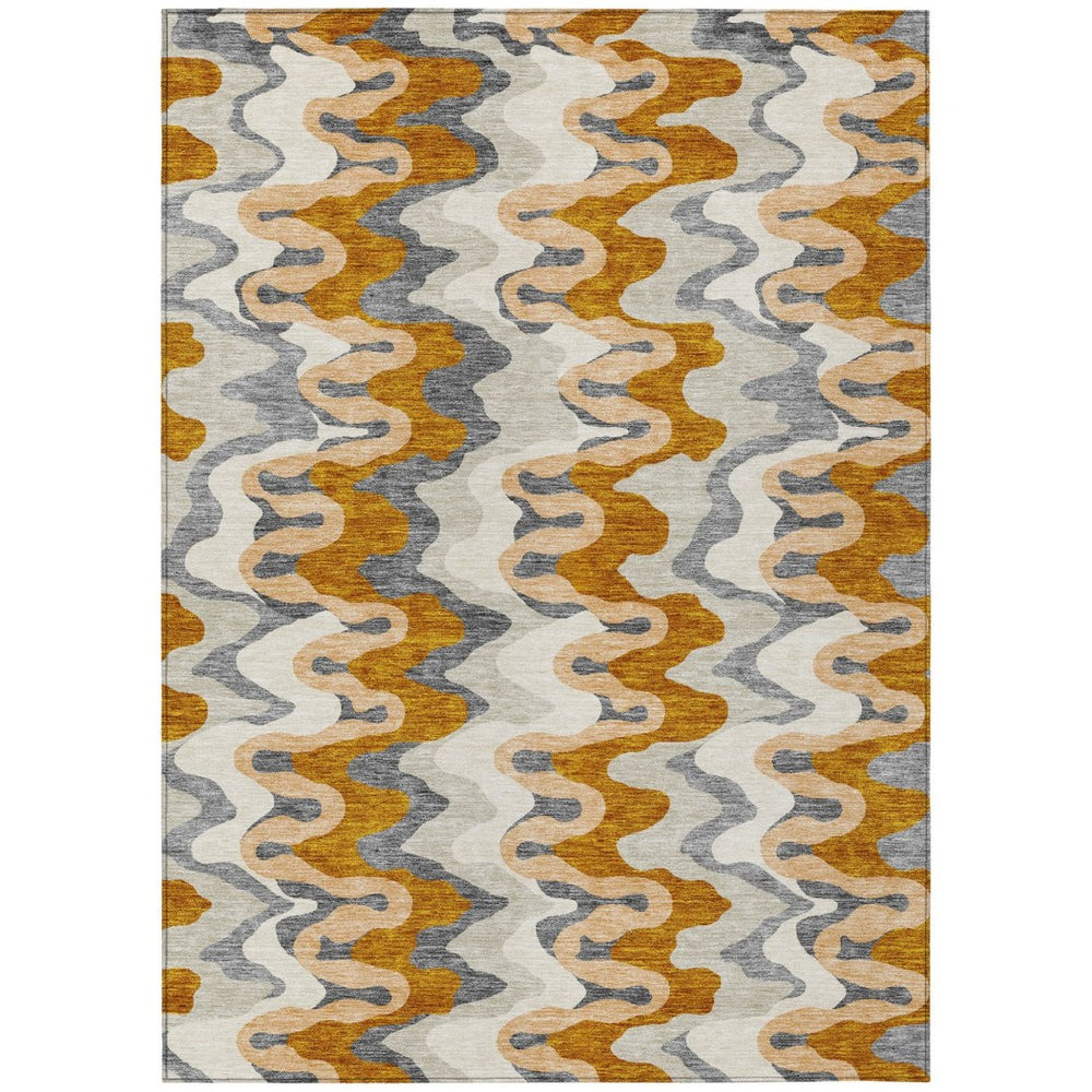 HomeRoots 9' Modern Abstract Terra Cotta and Copper Area Rug – Washable, Durable for Indoor and Outdoor Use 9' X 12' 584888