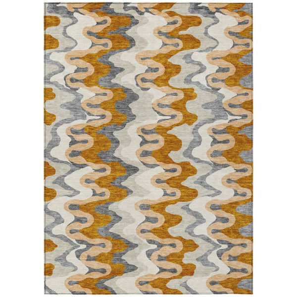 HomeRoots 9' Modern Abstract Terra Cotta and Copper Area Rug – Washable, Durable for Indoor and Outdoor Use 9' X 12' 584888