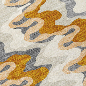 Homeroots 3' Artichoke Green And Ivory Abstract Washable Area Rug For Indoor And Outdoor Spaces, Durable Design 9' X 12' Polyester 584888