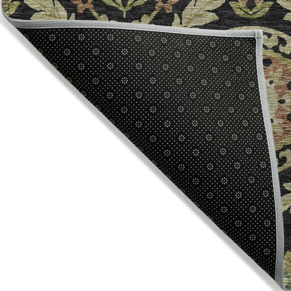 Homeroots 3' Floral Washable Area Rug In Artichoke Green And Blue - Perfect For Indoor And Outdoor Spaces 8' Round Polyester 584898