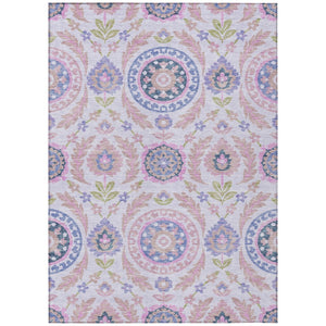HomeRoots 5' Floral Area Rug in Blush Lavender and Purple - Durable, Washable Design for Indoor and Outdoor Use 8' X 10' 584905