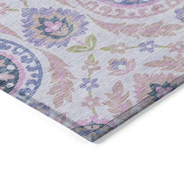 Homeroots 3' Floral Washable Area Rug In Artichoke Green And Blue - Perfect For Indoor And Outdoor Spaces 10' X 14' Polyester 584907