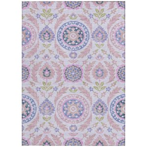 Homeroots 3' Floral Washable Area Rug In Artichoke Green And Blue - Perfect For Indoor And Outdoor Spaces 10' X 14' Polyester 584907
