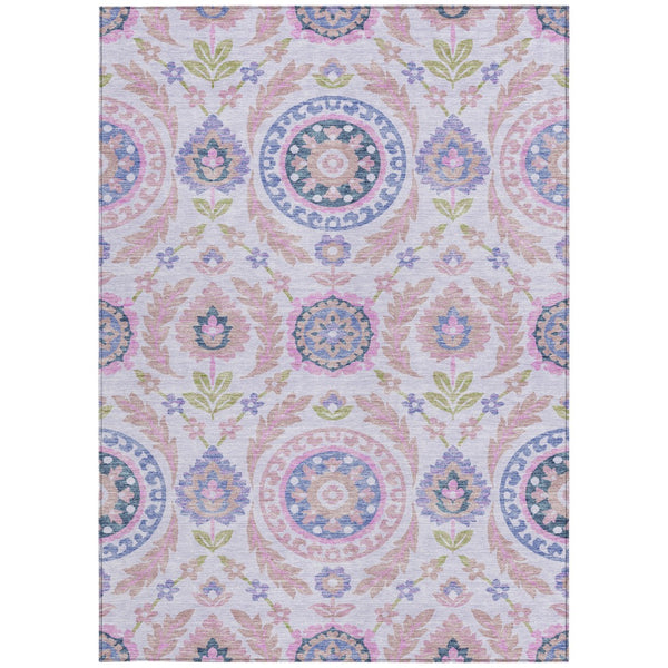 Homeroots 3' Floral Washable Area Rug In Artichoke Green And Blue - Perfect For Indoor And Outdoor Spaces 10' X 14' Polyester 584907