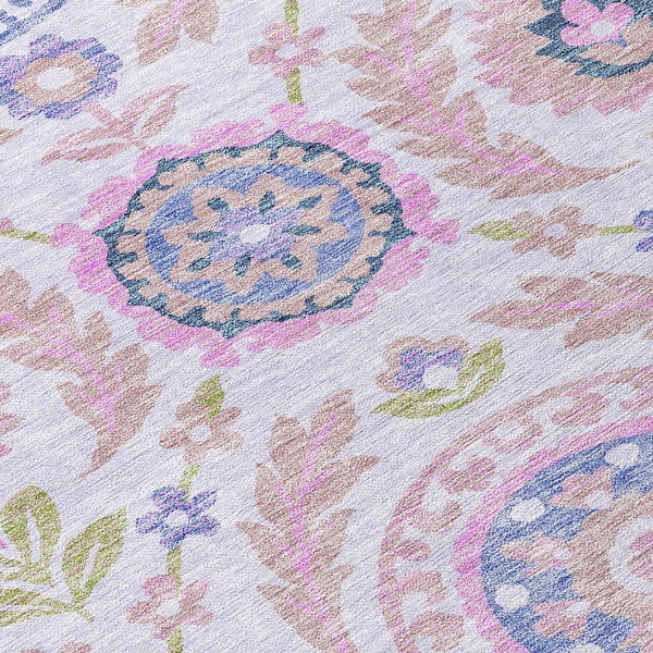 Homeroots 3' Floral Washable Area Rug In Artichoke Green And Blue - Perfect For Indoor And Outdoor Spaces 10' X 14' Polyester 584907