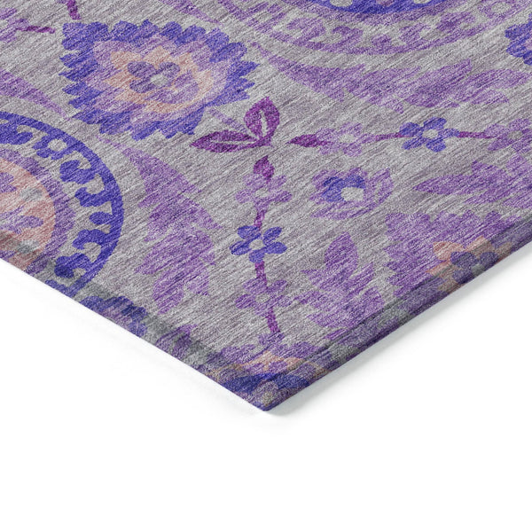 Homeroots 3' Floral Washable Area Rug In Artichoke Green And Blue - Perfect For Indoor And Outdoor Spaces 3' X 5' Polyester 584914