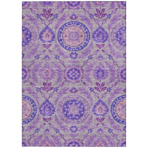 Homeroots 3' Floral Washable Area Rug In Artichoke Green And Blue - Perfect For Indoor And Outdoor Spaces 5' X 8' Polyester 584915