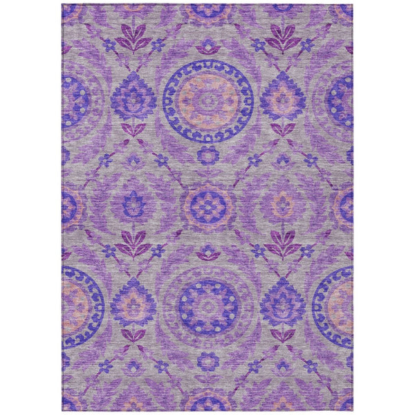 HomeRoots 9' Elegant Floral Area Rug in Lavender, Lilac & Gray – Durable, Washable for Indoor & Outdoor Use 9' X 12' 584918